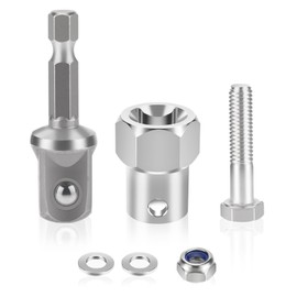 Upgraded Stainless Steel Trailer Jack Drill Adapter,Crank Handle Cordless Drill Adapter, Universal Replacement for Top Wind Trailer Jack Grips with a 1/2 Inch Socket Adapter Bit