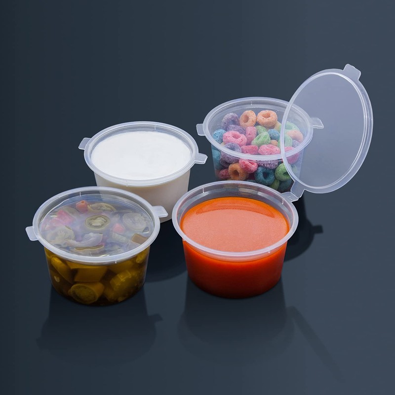 Party Essentials Leak Proof Plastic Condiment Souffle Containers with Attached
