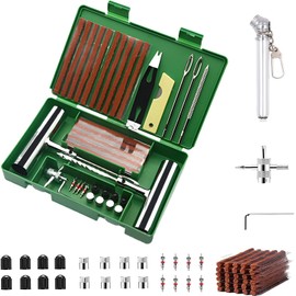 66Pzs Kit de Reparación de Neumáticos de Emergencia Reparación Pinchazos Kit Parches Pinchazos de Llantas Planos para Coche Automóvil Moto Bicicleta