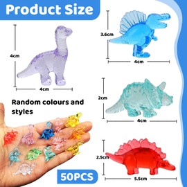 LunarCharm Pack of 50 Mini Dinosaur Figures Mini Animal Figures to Hide Treasure Chest Toy for Children Mini Dinosaur Resin Party Gifts Vase Fillers