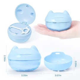 Estuche para Retenedores para Limpieza, Estuche de Retenedores Hermético Lindo con Herramienta para Quitar Retenedores y Cepillo (Gato Azul)