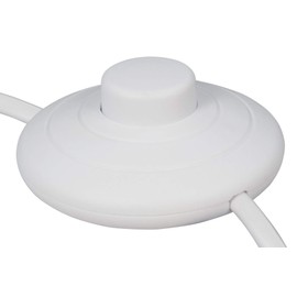 MC Power Euro Power Cord Connection Cable Foot Switch and Bare Ends 2 m Ideal for Lamps and Lights (White)