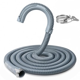 Elyfree Universal Washing Machine Drain Hose, 10ft Corrugated Flexible Washer Drain Hose, Discharge Hose Replacement for Whirlpool, GE, Kenmore, Installation Washer Hose Drain, Clamp and Hook Included