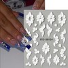 3 Sheets Embossed Flower Nail Stickers for Nail Art White