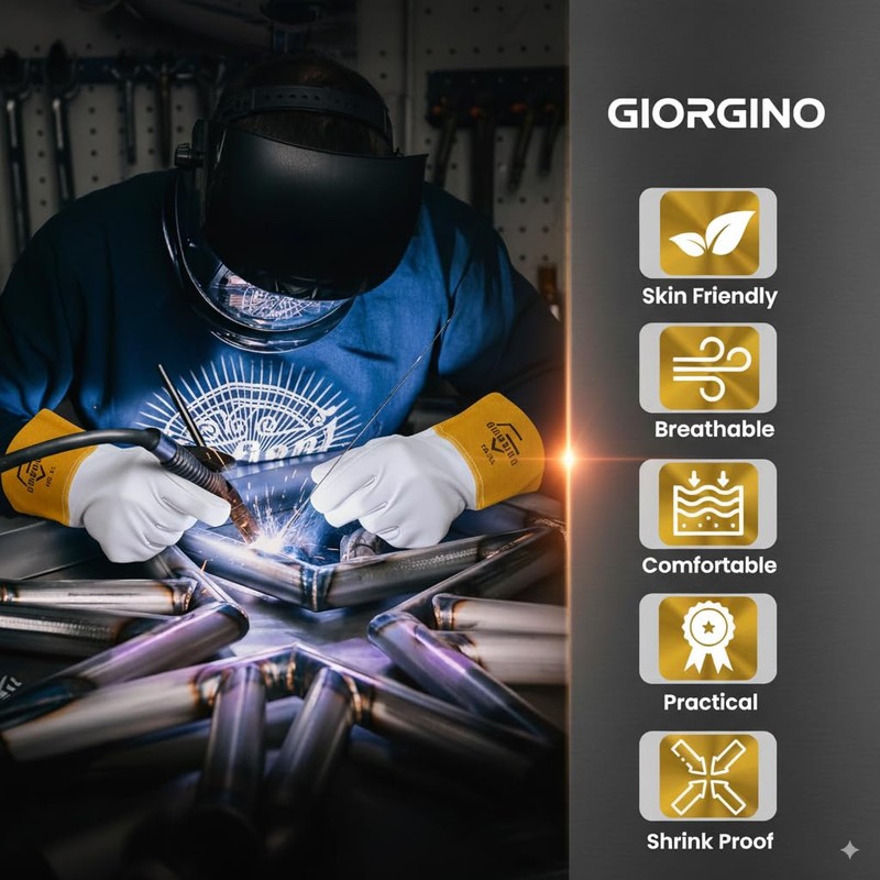 Giorgino Premium TIG Welding Gloves with FREE Assorted Welding Cap