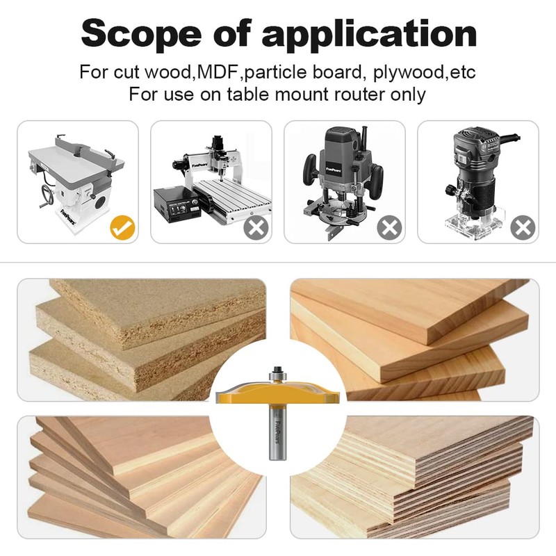 Fivepears Ogee Raised Panel Router Bit 1/2 Inch Shank for