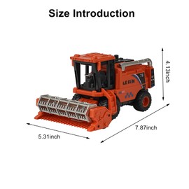 Combine Harvester Tractor Toys - with 2 Random Mini Figurine Men, Simulating Wheat Cutting Scenes, Realistic Combination Harvester Joint Movable Farm Car Toys Gift for Kids Children Age 3+ (Orange)