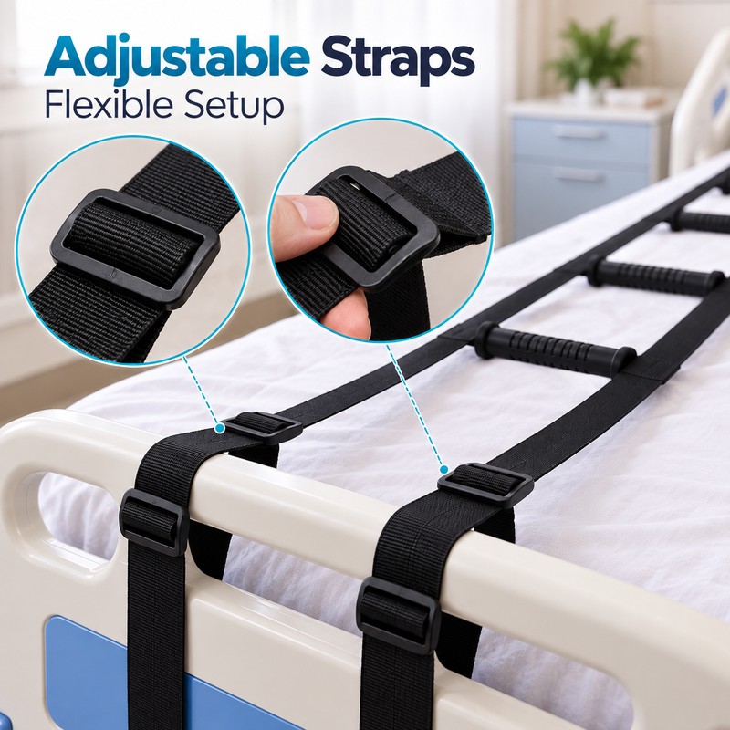 Bed Ladder Assist Strap for Sitting Up – 5-Grip Adjustable