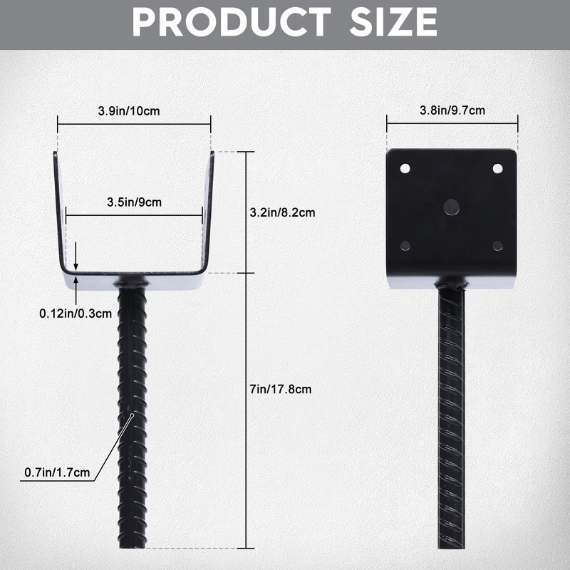 XYADX Concrete Fence Post Base 4x4 inches 4 Pack, Fence