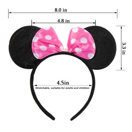 CHuangQi Mouse Ears Headband with Shiny Bow, Double-sided Sequins Glitter Hair Band, for Birthday Party Celebration & Event (XC37)