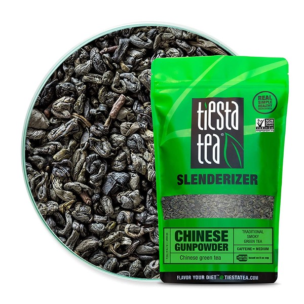 Tiesta Tea - Chinese Gunpowder, Loose Leaf Traditional Smoky Green Tea, Medium Caffeine, Hot & Ice Tea, 1 lb Bulk Bag - 200 Cups, Natural, Unsweetened, No Sugar, Green Tea Loose Leaf