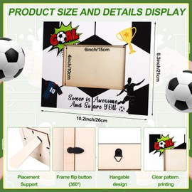 Youdaju 12 Pcs Soccer Picture Frame Sport Themed Wooden Photo Frame 4 x 6 Inches Photograph Hanging Tabletop Picture Frame for Kids Adults Sport Team Players Coach Gifts Homecoming Party Supplies