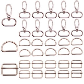30 piezas de accesorios para hacer bolsas de níquel incluyen 10 ganchos giratorios con 10 anillos en D y 10 hebillas deslizantes ajustadoras para bolso de mascota, collar de llavero (1 pulgada)