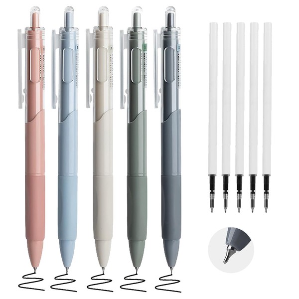 EMPCYDIA Quick Dry Black Ink Gel Pens, 5 PCS Retractable