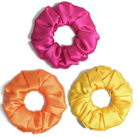 100% Silk Scrunchies, Hair Bobbles, Strong Hold for Girls and Women, Scrunchies, Velvet, Plain Elastic Thick Bands, Soft Ropes, Ponytail Holder, Women Hair Accessories