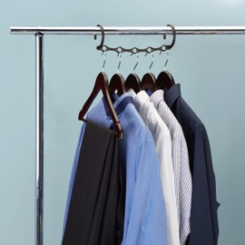 Relaxdays 20 x Space Saving Hangers, Hook Organiser for 5 Hangers, Horizontal & Vertical Hanger, Multi-Hanger, 37 cm, Black