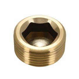 ANPTGHT 1" NPT Plug Brass Pipe Fitting, Counter sunk Thread Internal Hex Head Style Male Pipe (Pack of 3)