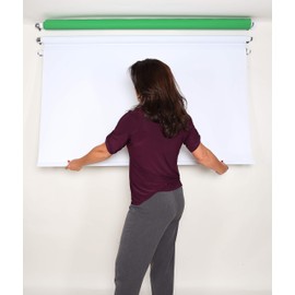 White Large Spring-Powered Roll-Up/Pull-Down Background Before & After