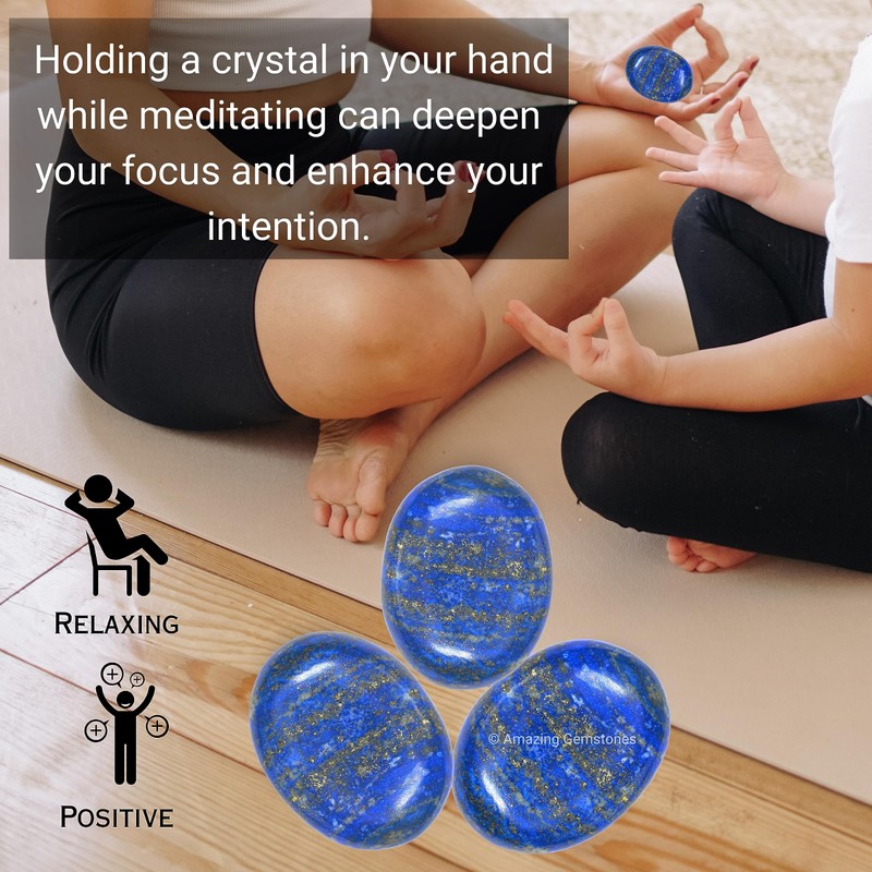 Lapis Lazuli Crystal Palm Stone Natural Healing Stone for Chakra
