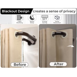 Bronze Double Curtain Rods, USFOOK Blackout Wrap Around Curtain Rods for Windows 66 to 120 Inch, 6/8 Inch Room Darkening Curtain Rod 32 to 115 Inch