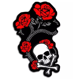 Ladies Roses with Skull Bones Patch 8 inch PATCH
