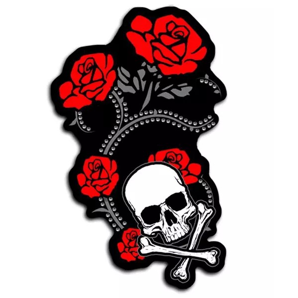 Ladies Roses with Skull Bones Patch 8 inch PATCH