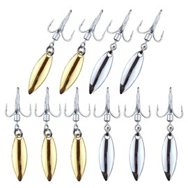 Lures Triple Hooks Blade Hooks Spin Blade Treble Hooks Spin Tail Jig #4 Gold & Silver 10 Pcs Set Rust Resistant Sea Bass Flounder Bass Blue