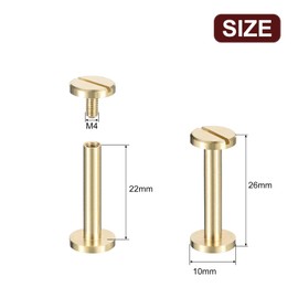 uxcell 30Pack Brass Chicago Screws, 22x10mm Flat Head Screw Back Binding Post Nail Stud Rivets Fastener for DIY Leather Craft Belt Strap