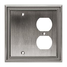 Henne Bery Sunken Pearls Decorative Wall Plate Switch Plate Outlet Cover (Blank/Duplex, Heirloom Silver)