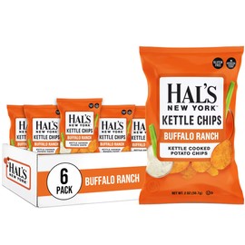 Hal's New York Kettle Cooked Gluten Free Buffalo Ranch Flavored Potato Chip Crisps, 2 Oz (Pack of 6)