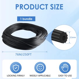 250ft Screen Spline, Window Screen Spline, Black Window Screen Retainer Spline, Bulk Screen Holder Spline for Door, Window Mesh (0.14inch)