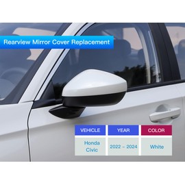 TKPUFR Passenger Right Side Mirror Cover Cap Compatible with Honda Civic 2022-2024 Without Turn Signal White