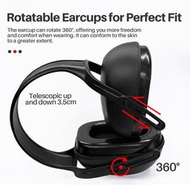 GOL-SIV NRR 22dB Sound Proof Ear Protection,Noise Reducing Earmuffs For Construction and Factory Environments,Black