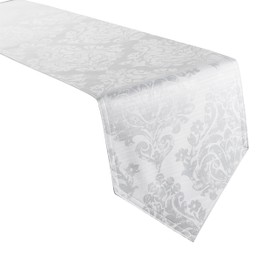 Palazzo Damask Snow (White) Christmas Table Runner (13x72in-33x183cm Approx)