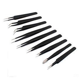Tweezers 9-Piece, Anti-Static Tweezers Set, Non-Magnetic Multi-Standard Stainless Steel Tweezers with Storage Case for Electronics, Jewelry-Making, Laboratory Work, Hobbies By G.S Online Store