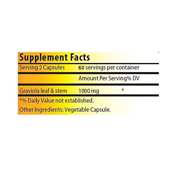 Biotech Nutritions Pure Graviola Annona Muricata, 1000 mg Serving, 120 Vegetable Capsules