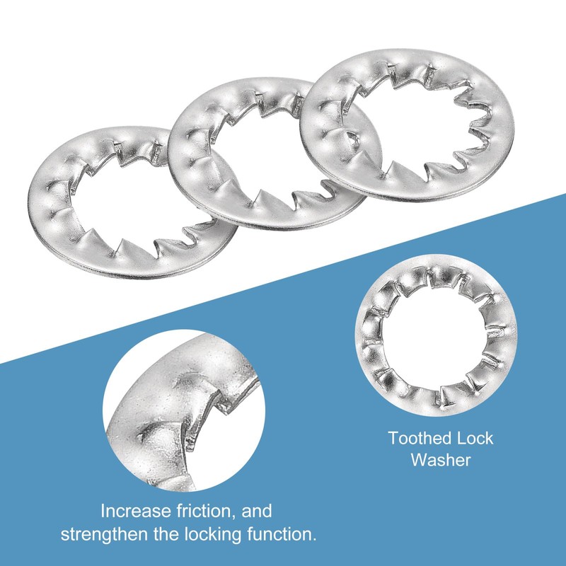 sourcing map M10 10Pcs Internal Tooth Washers, 304 Stainless Steel