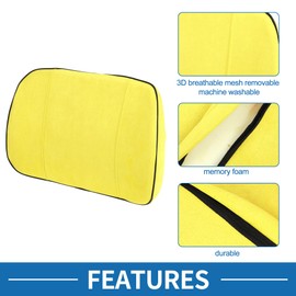 A ABSOPRO Car Headrest Neck Seat Cushion Headrest Covers Lumbar Support Set Waist Pillow 30x41x9cm Yellow 1 Pcs