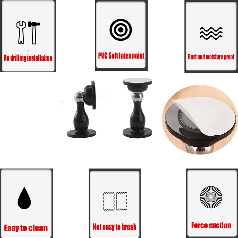 Magnetic Door Stoppers, 2 Packs of Stainless Steel Door Clips,