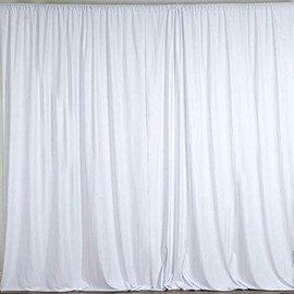New Creations Fabric & Foam Inc, Polyester Poplin Backdrop Drape Curtain Panel (White, 1 Panel Seamless 10 Ft Wide by 6 Ft High)