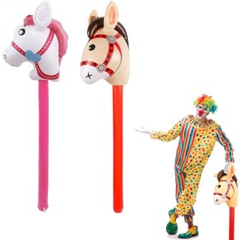 2 Stück Aufblasbares Pferd, 39 Zoll Steckenpferd Aufblasbares Stabpferd, Steckenpferd für Kinder Luftballon Pferd Spielzeug für Cowboy Thematische Party, Ideal für Geburtstagsfeier und Kinderparty