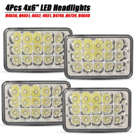 CHUSYYRAY 4PCS 4x6'' LED Headlights Hi/Lo H4 Lamp For GMC C1500 Suburban G2500 G3500 Van