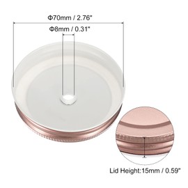 uxcell Mason Jar Lids with Straw Hole, 70mm/2.76" Regular Mouth Tin Plate Reusable Caps for Canning Jars Cover Drinking Supplies, (Rose Gold 10Pcs)