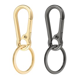 SMLBJUTE 2 Pcs Metal Keyring Chain Ring Holder Keys Organizer for Home Car Keys, Key Finder, Car Keychain (Black and Gold)