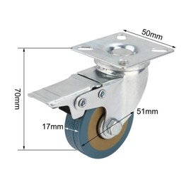 LN COZY CORNER Heavy Duty Castor Wheels Set of 4-50mm Blue Rubber Swivel Casters with 50x50mm Plate 200kg Capacity for Furniture & Trolleys (2" Wide Wheels)