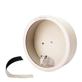 HJLSWXKQ 10inch Wall-Mount Silent Hamster Wheel, Wooden Small Animal Exercise Wheel with Removable & Washable Track for Gerbil, Mouse, Syrian Hamster(10in)