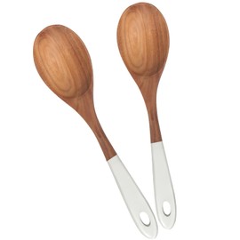 2 Pcs Large Wooden Spoons for Cooking Serving Spoon Big Mixing Spoons for Baking Cooking Spoon Set Unique Acacia Wood Utensils Long Teak Kitchen Tools Cooking Stirring Spoons