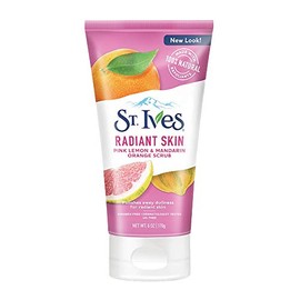 St. Ives Exfoliante facial Radiant Skin para piel opaca, limón rosa y naranja mandarina, exfoliante de lavado facial probado por dermatólogos con exfo