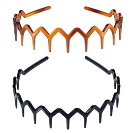 YRDQNCraft 2PCS Wide Teeth Headbands Shark Tooth Headband Unisex Hair Comb Headband for Women and Men