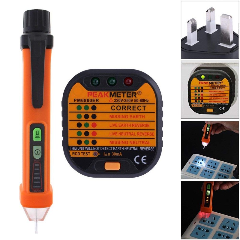 220V ~ 250V Portable Electrical Smart Socket Tester & 50-60Hz